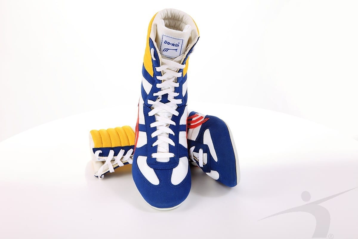 607-01 (buty bokserskie, niebiesko-białe)