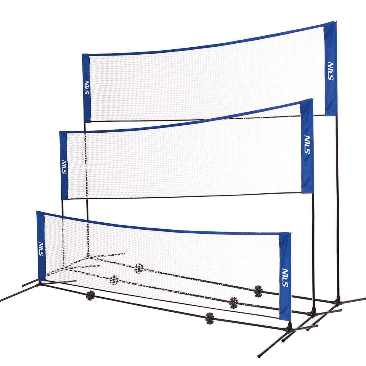 NT7111 3w1 SIATKA MULTIFUNKCYJNA BADMINTON+TENIS+SIATKÓWKA POKROWIEC PEŁNY NILS