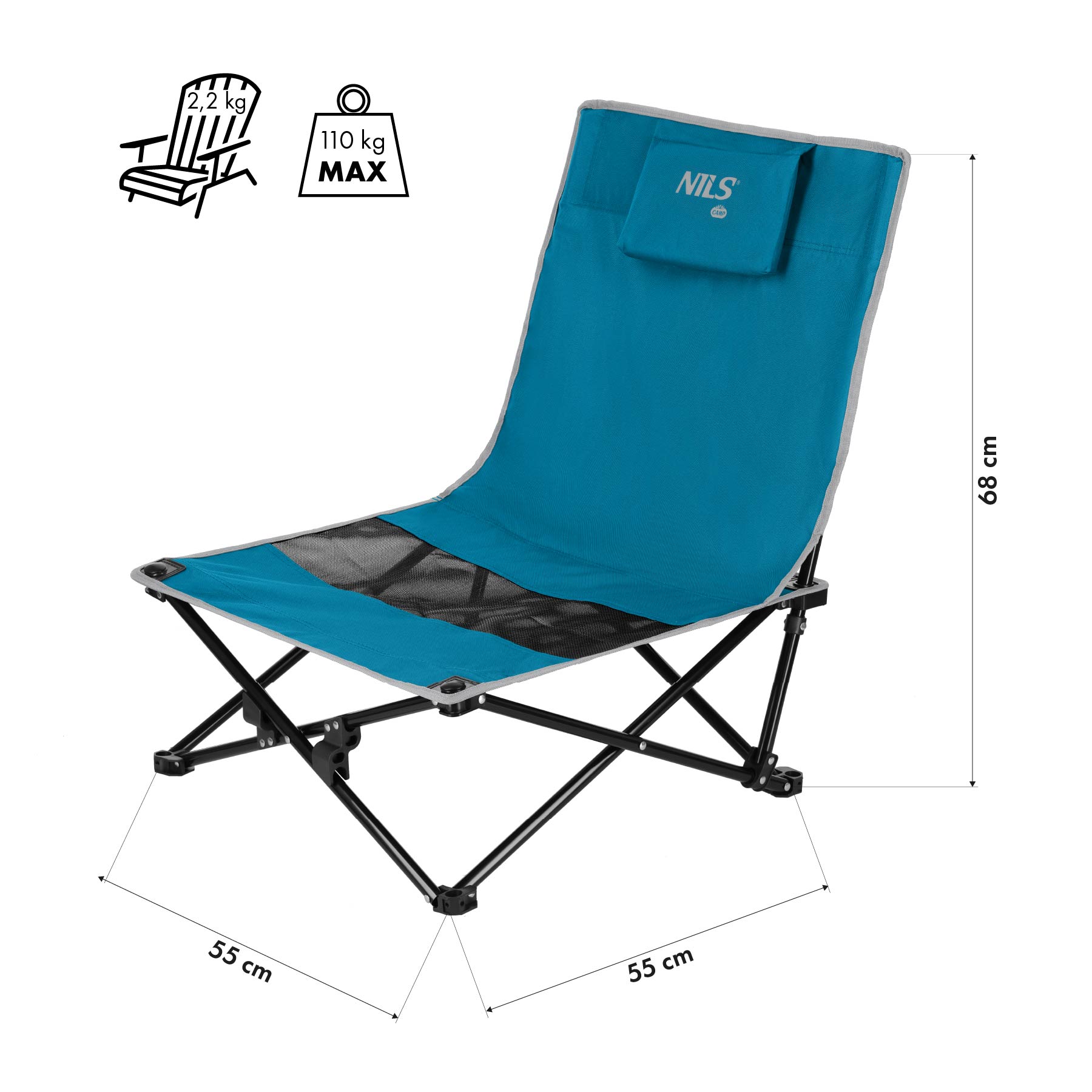 NC3306 KRZESŁO PLAŻOWE NIEBIESKO SZARE NILS CAMP NC3306 KRZESŁO PLAŻOWE NIEBIESKO SZARE NILS CAMP