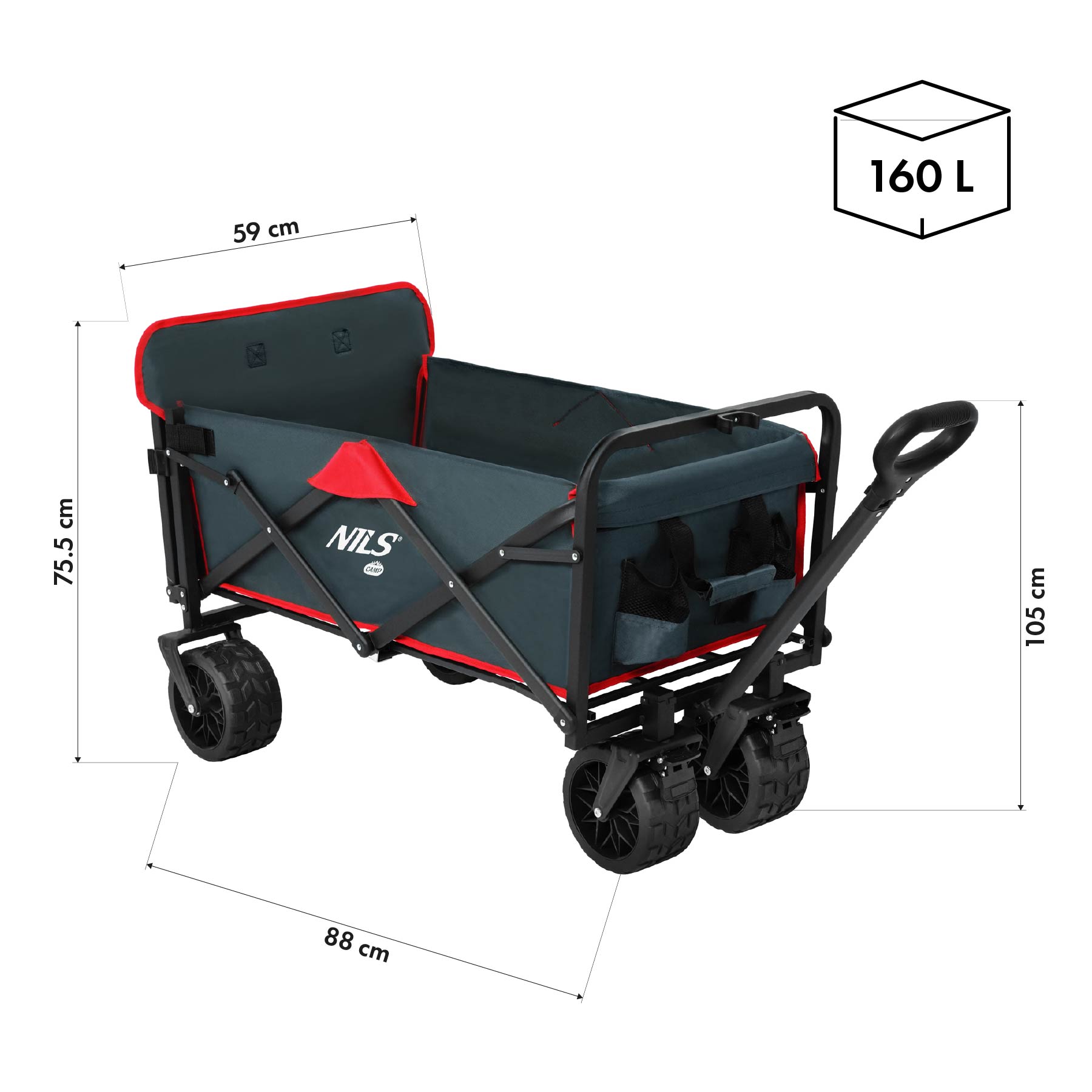 NC2601 WÓZEK ANTRACYT 160L NILS CAMP NC2601 WÓZEK ANTRACYT 160L NILS CAMP