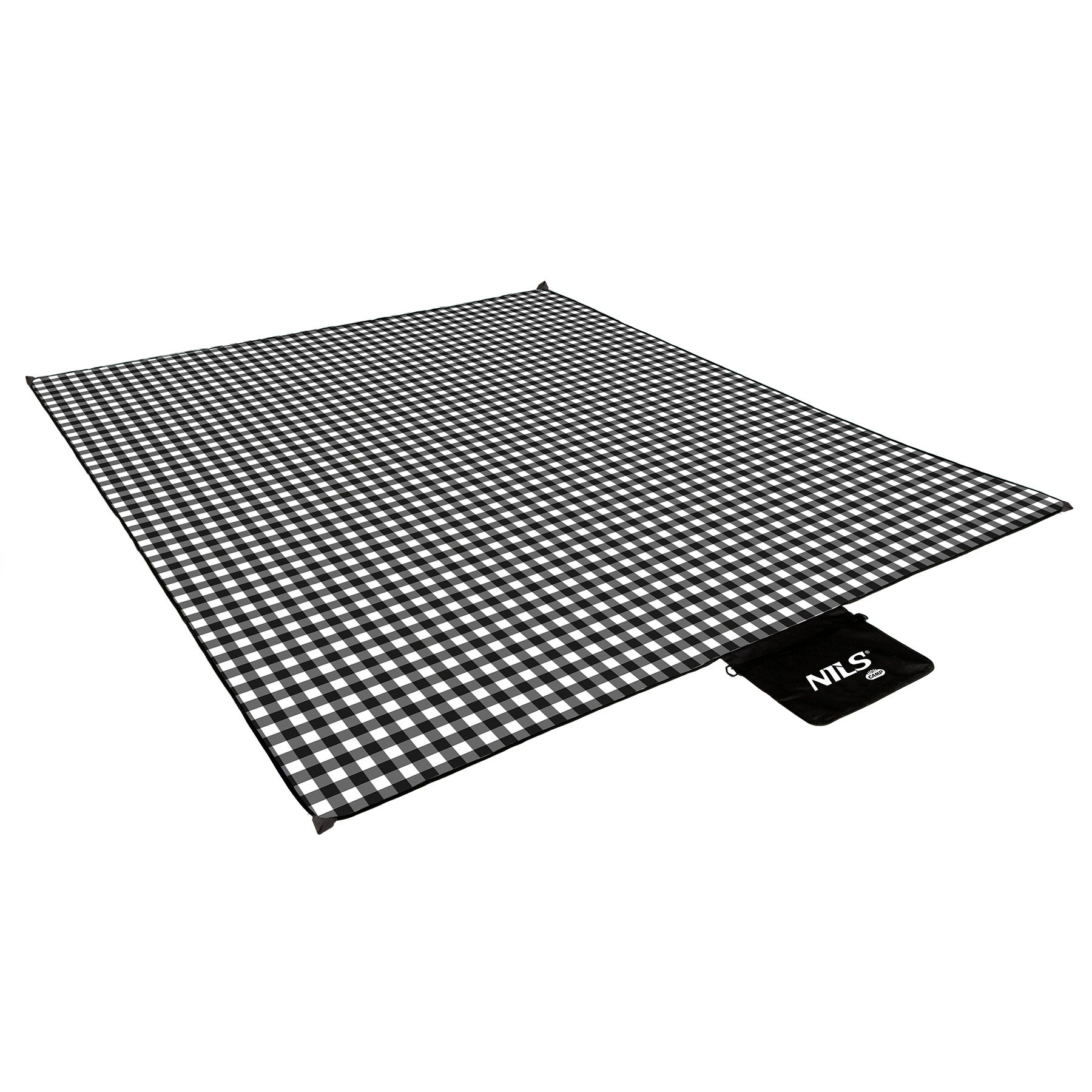 NC2311 KOC PIKNIKOWY BIAŁO-CZARNY 200x200 CM PE + ALU NILS CAMP