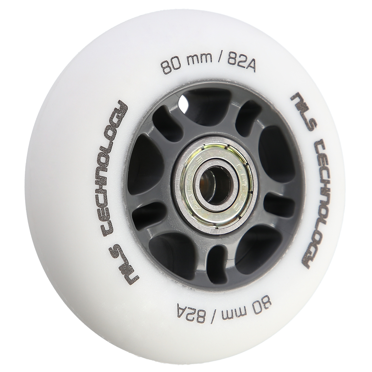 PU 84x24 82A BIAŁE MATOWE (4 szt.) + ABEC-9 CHROME (8 szt.) ZESTAW NILS EXTREME