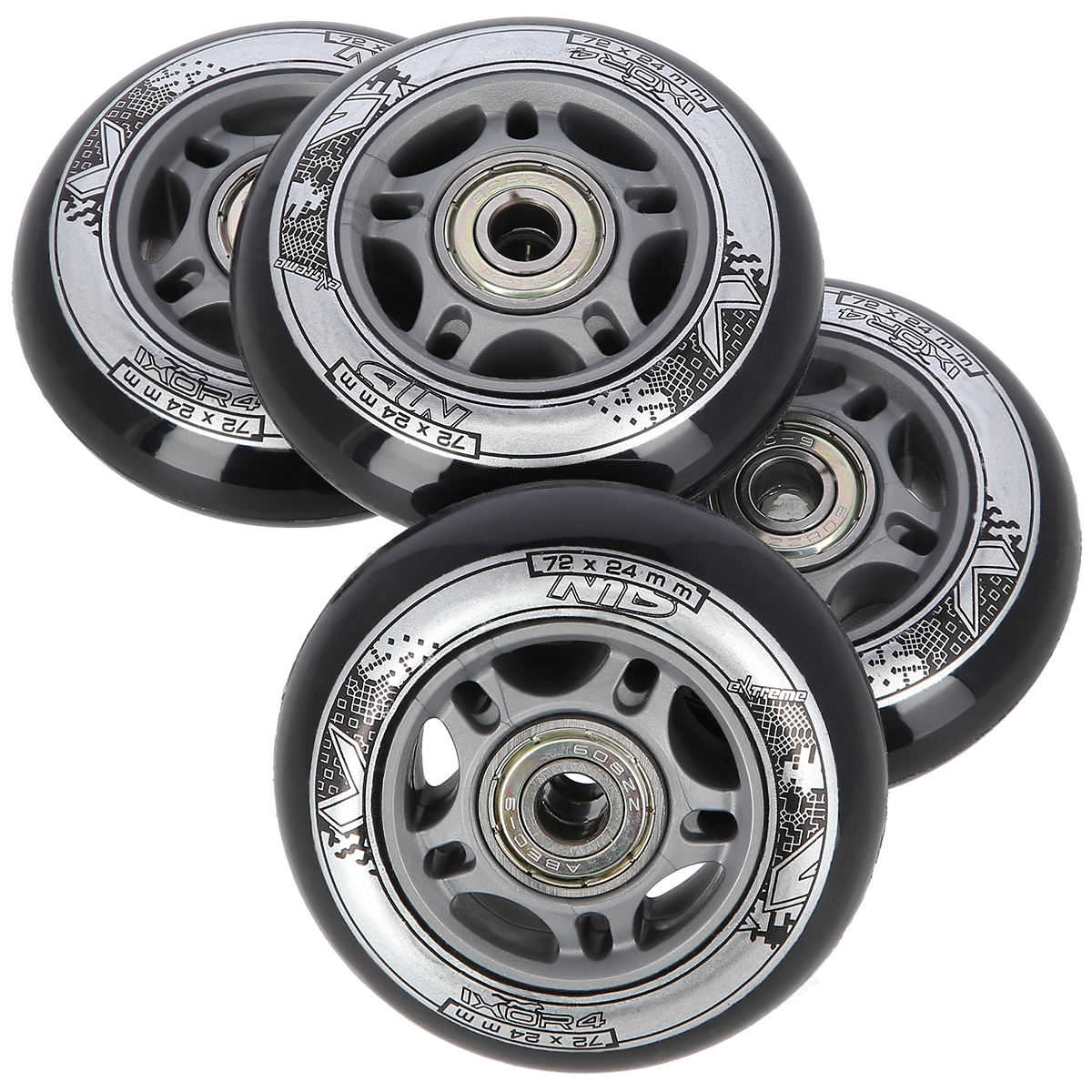 PU 72x24 82A BIAŁE MATOWE (4 szt.) + ABEC-9 (8 szt.) ZESTAW NILS EXTREME