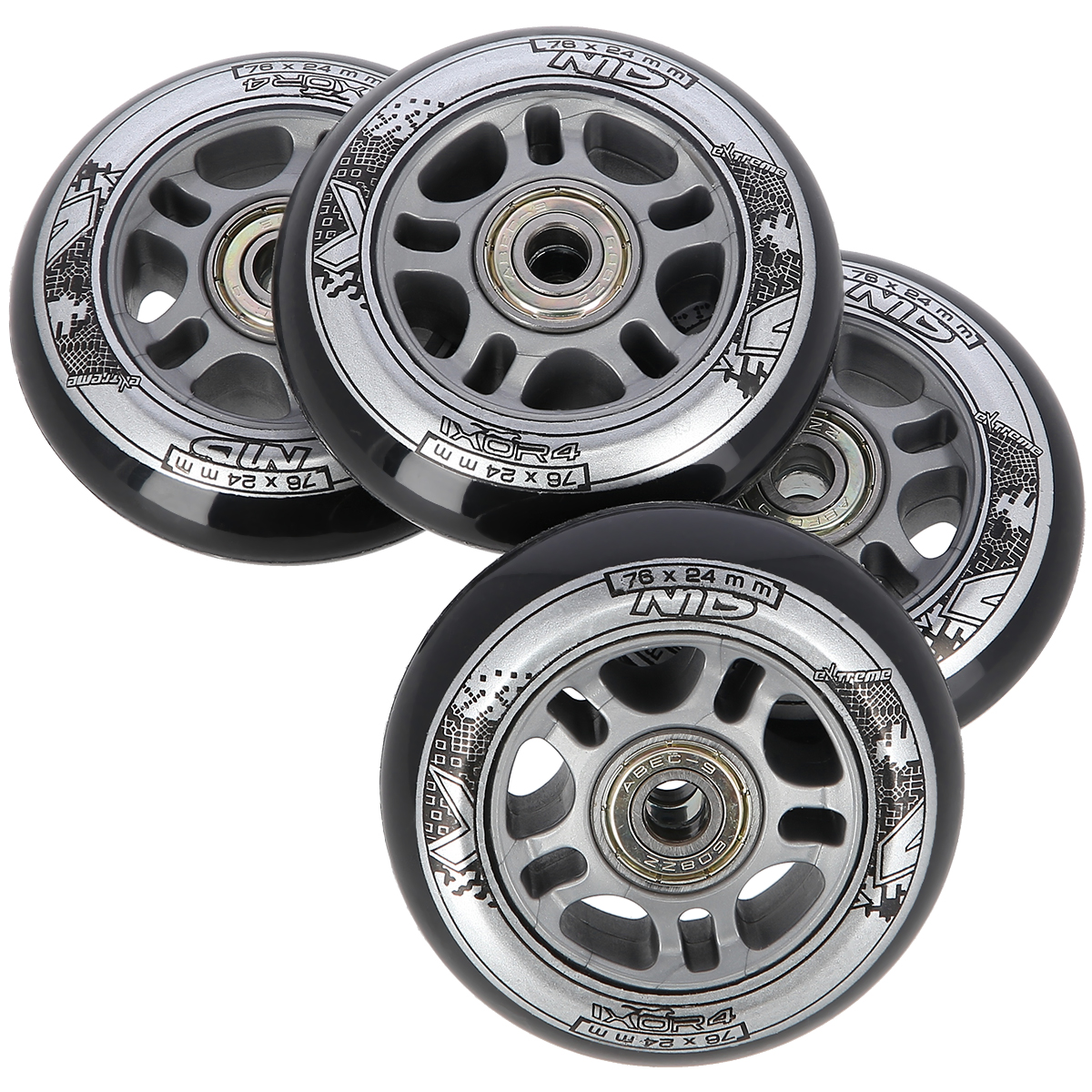 PU 76x24 82A CZARNE (4 szt.) + ABEC-9 (8 szt.) ZESTAW NILS EXTREME PU 76x24 82A CZARNE (4 szt.) + ABEC-9 (8 szt.) ZESTAW NILS EXTREME