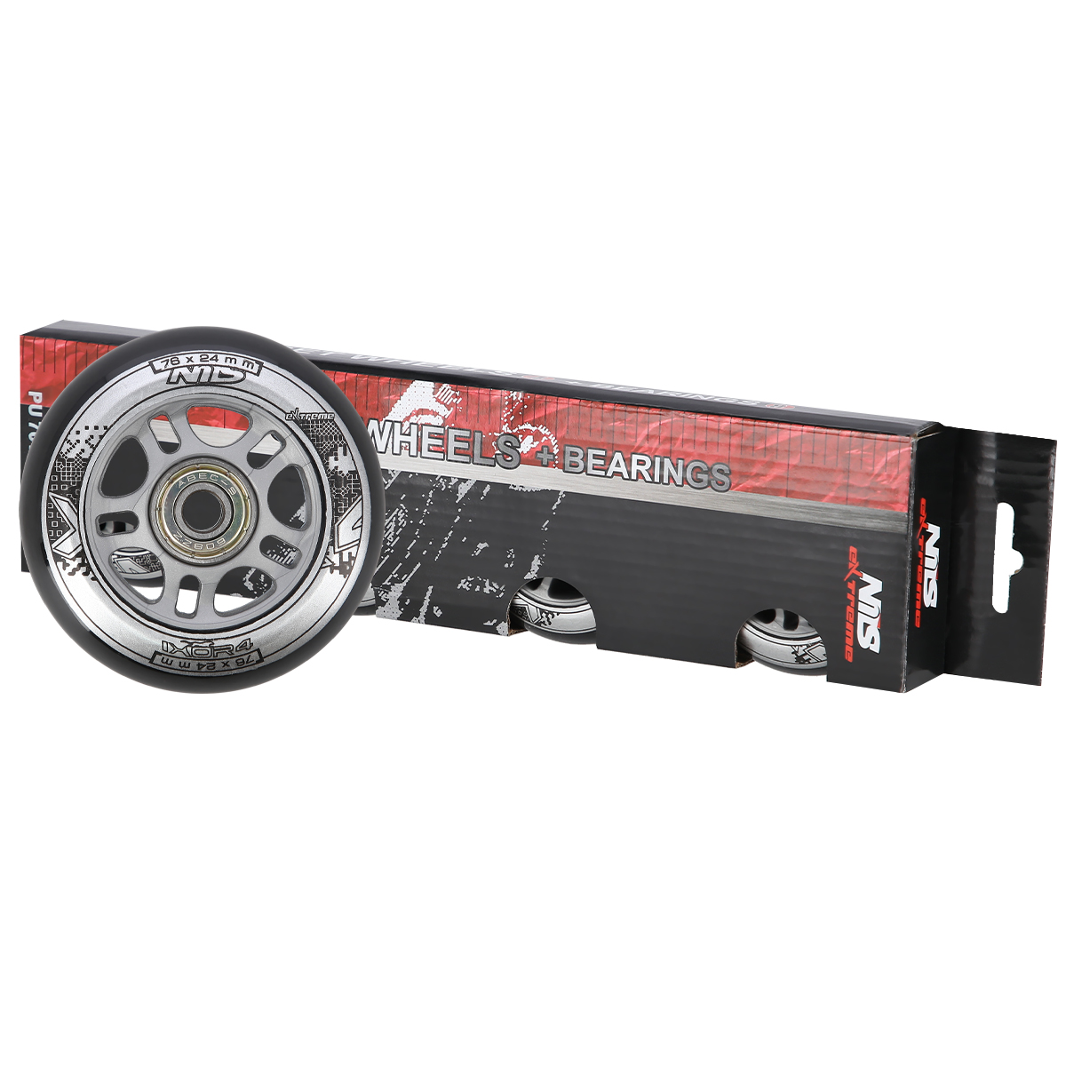 PU 76x24 82A CZARNE (4 szt.) + ABEC-9 (8 szt.) ZESTAW NILS EXTREME PU 76x24 82A CZARNE (4 szt.) + ABEC-9 (8 szt.) ZESTAW NILS EXTREME