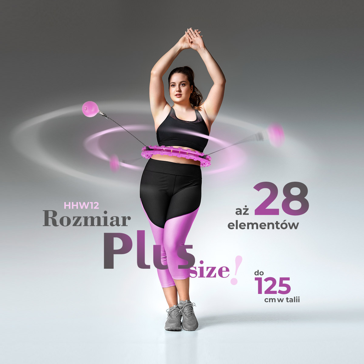 HHW12 PLUS SIZE HULA HOP VIOLET Z WYPUSTKAMI I OBCIĄŻNIKIEM HMS HHW12 PLUS SIZE HULA HOP VIOLET Z WYPUSTKAMI I OBCIĄŻNIKIEM HMS