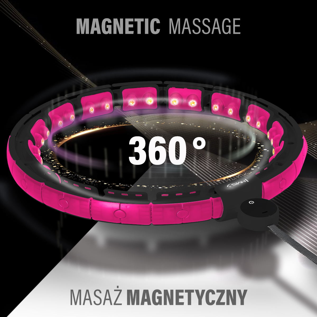 HHM16 HULA HOP BLACK/PINK Z MAGNESAMI I OBCIĄŻNIKIEM + LICZNIK HMS HHM16 HULA HOP BLACK/PINK Z MAGNESAMI I OBCIĄŻNIKIEM + LICZNIK HMS