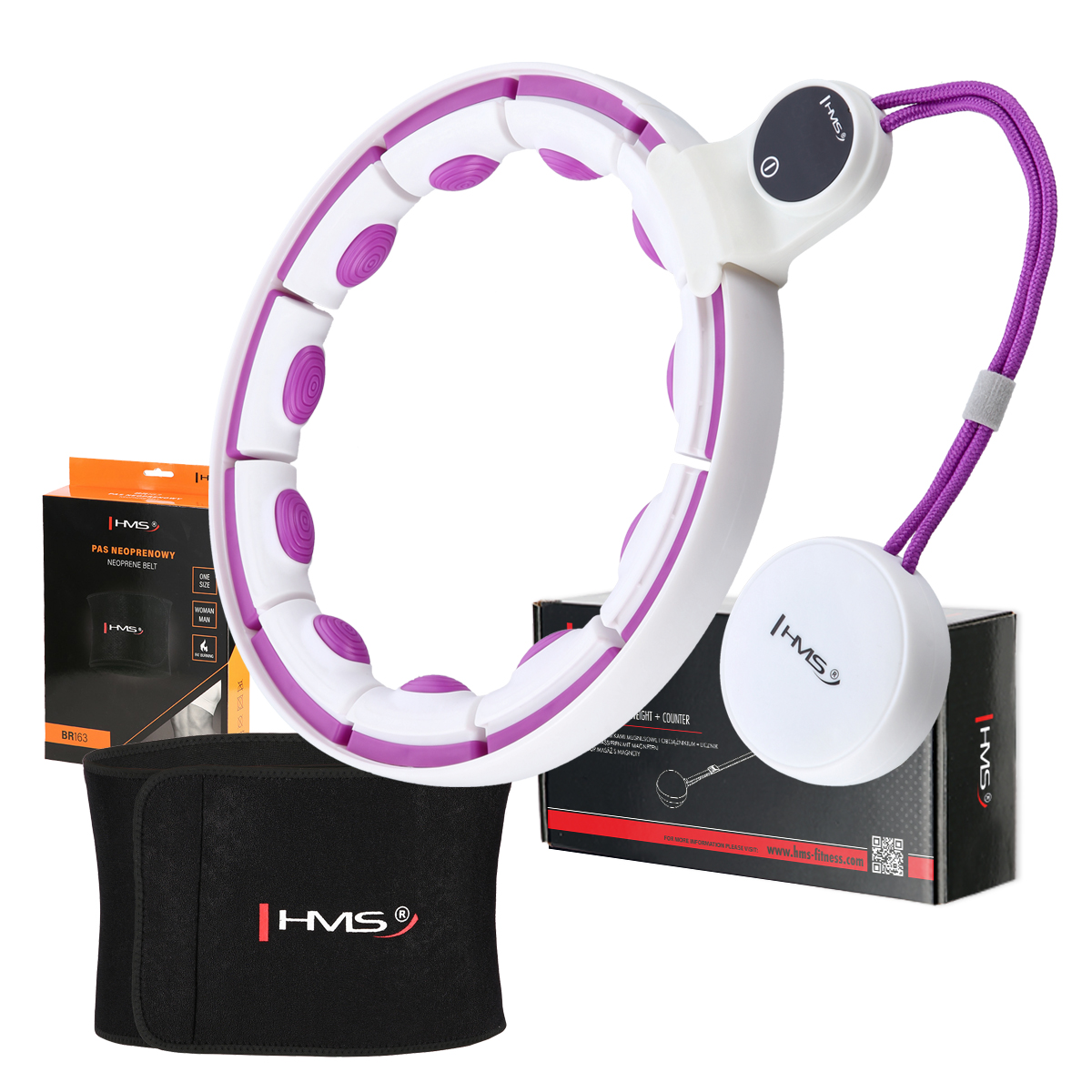 ZESTAW HULA HOP MAGNETYCZNY WHITE/VIOLET HHM17 Z LICZNIKIEM HMS + PAS WYSZCZUPLAJĄCY BR163 BLACK ZESTAW HULA HOP MAGNETYCZNY WHITE/VIOLET HHM17 Z LICZNIKIEM HMS + PAS WYSZCZUPLAJĄCY BR163 BLACK