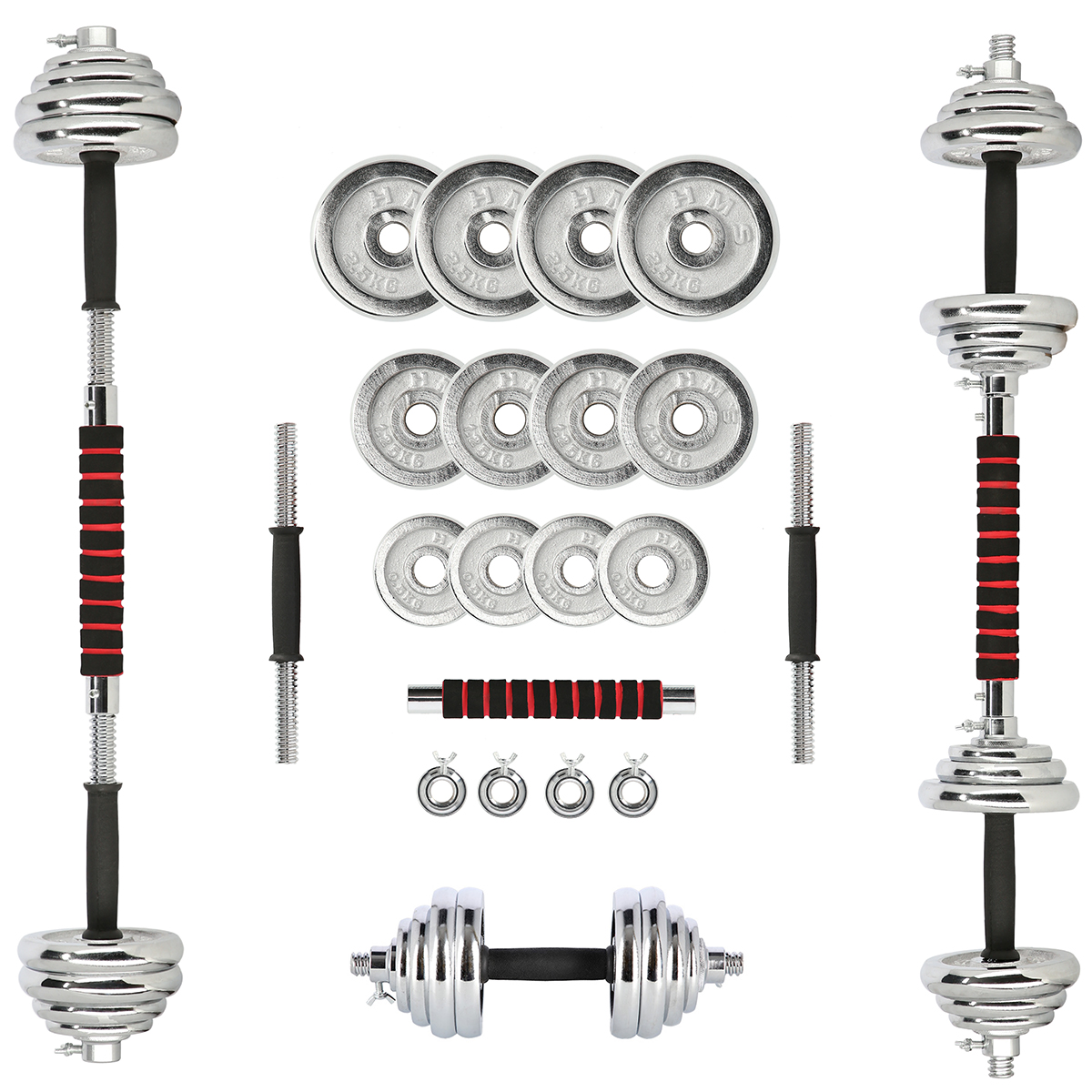 STC50 SZTANGIELKI REGULOWANE W WALIZCE CHROMOWANE 50KG HMS