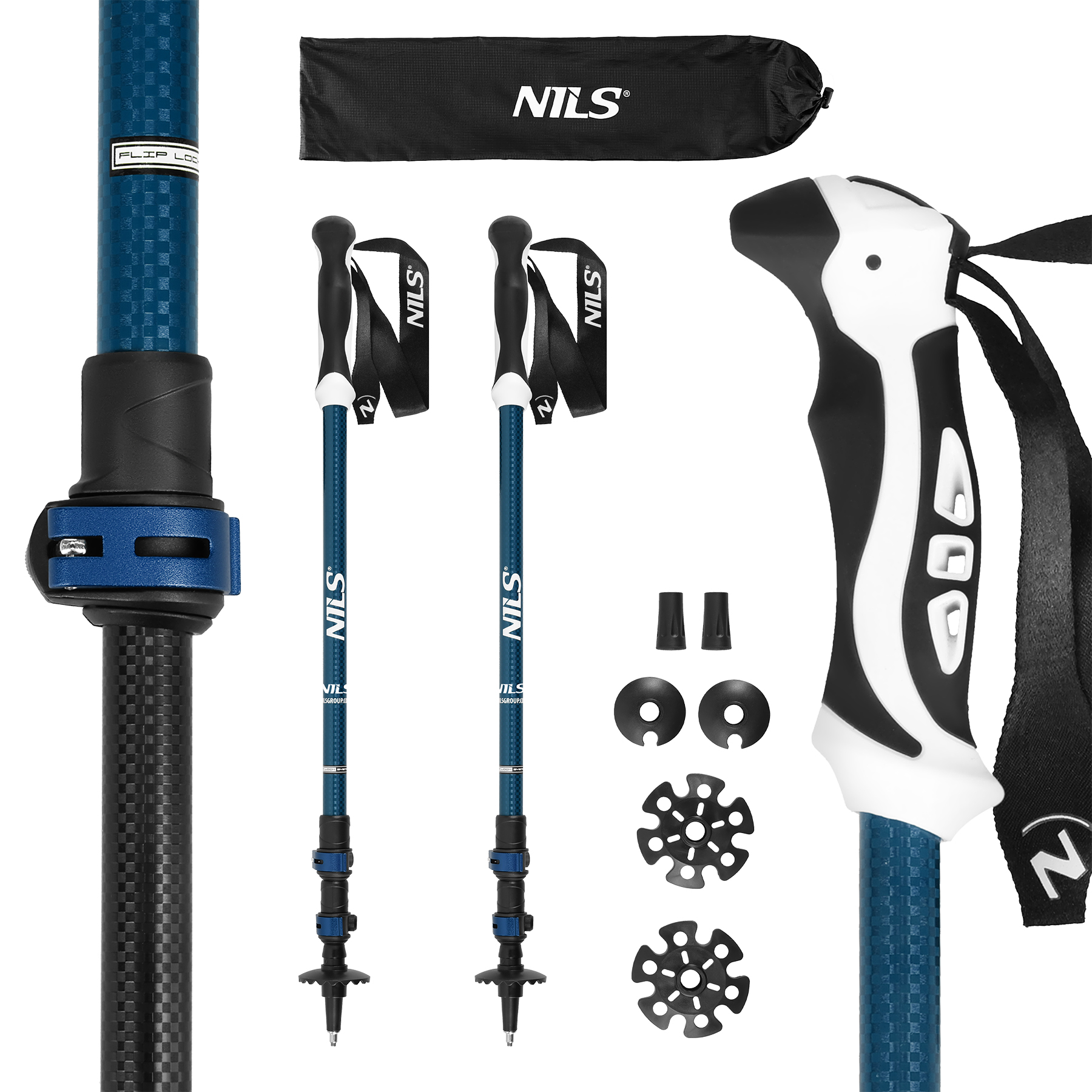 TK8601 BLUE KIJE TREKKINGOWE ALUMINIOWE NILS