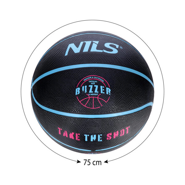 Npk271 piŁka do koszykÓwki czarna buzzer 7 nils
