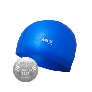 Nqc jednokolorowy niebieski czepek silikonowy dots nils aqua