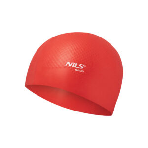 Nqc jednokolorowy czerwony czepek silikonowy dots nils aqua