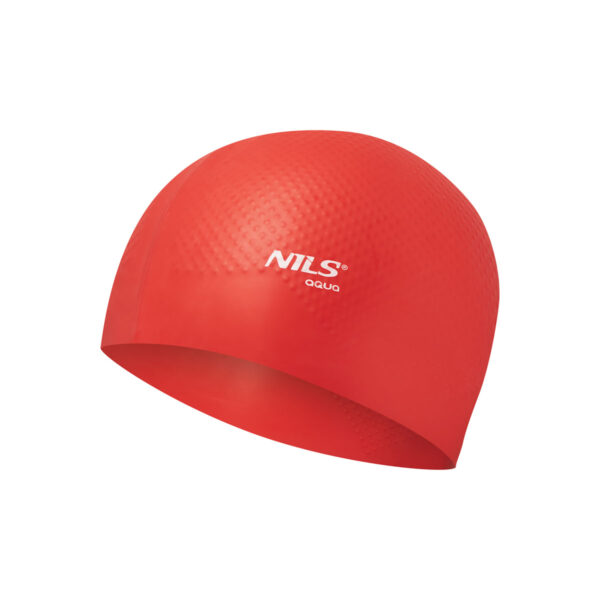 Nqc jednokolorowy czerwony czepek silikonowy dots nils aqua