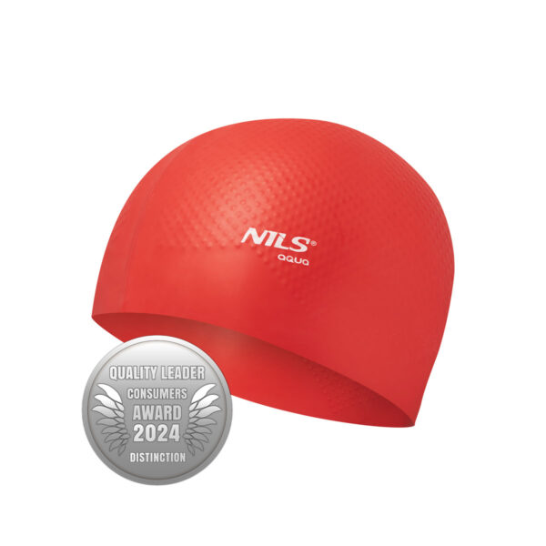 Nqc jednokolorowy czerwony czepek silikonowy dots nils aqua