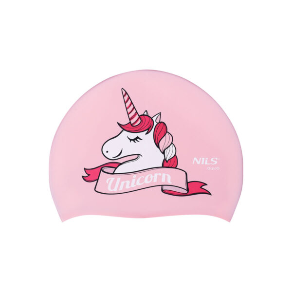 Nqc unicorn rÓŻowy dzieciĘcy czepek silikonowy nils aqua