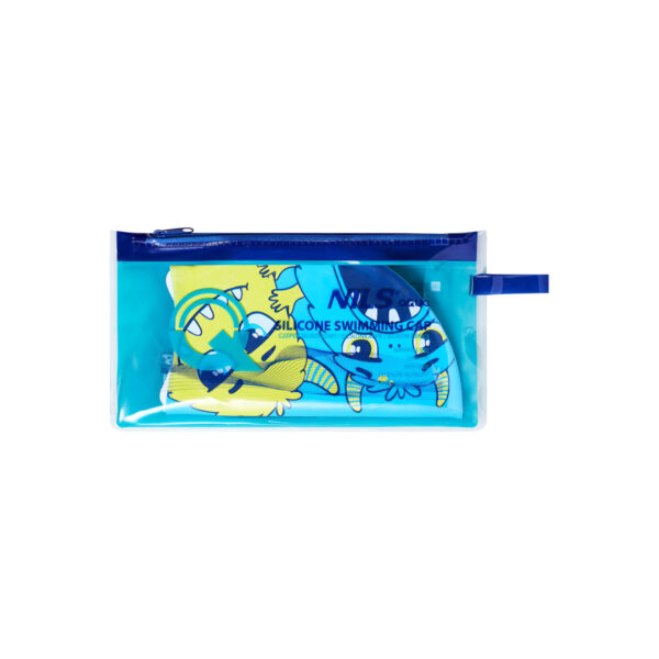 Nqc monster niebieski dzieciĘcy czepek silikonowy nils aqua