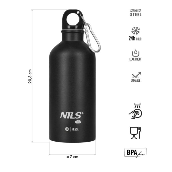Nc3801 butelka turystyczna 550ml czarna nils camp