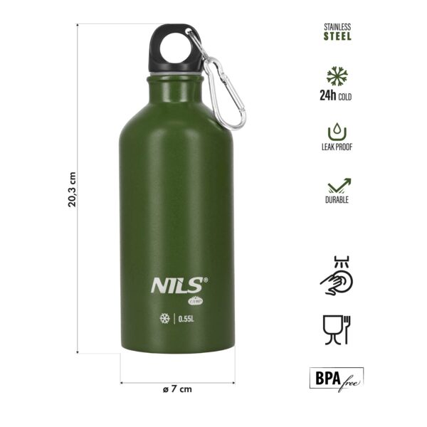 Nc3801 butelka turystyczna 550ml zielona nils camp