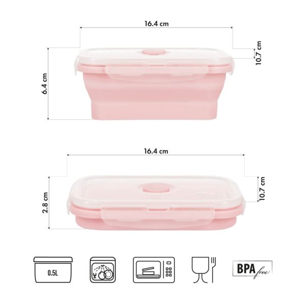 Nc4105 pojemnik/lunch box skŁadany rÓŻowy 500ml nils camp