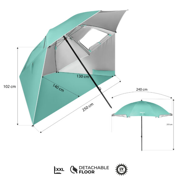 Nc17114 parasol/parawan plaŻowy 2w1 xxl 240 cm zielony nils