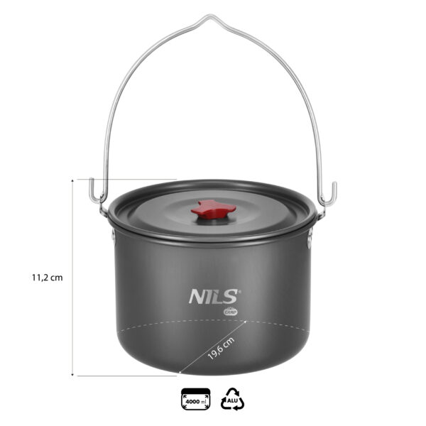 Nc17117 garnek turystyczny z pokrywkĄ 4 l nils camp