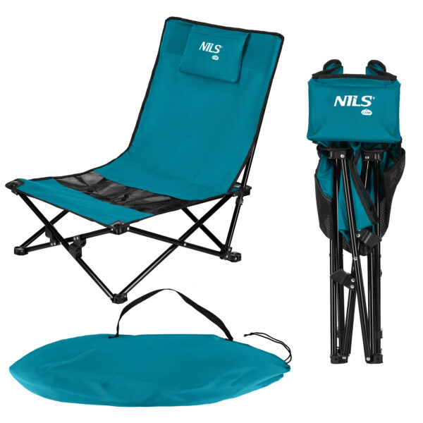 Nc3306 krzesŁo plaŻowe niebiesko czarne nils camp