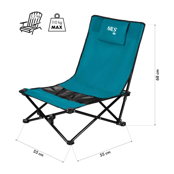 Nc3306 krzesŁo plaŻowe niebiesko czarne nils camp
