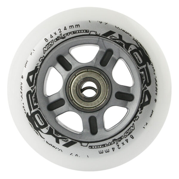 Pu 84x24 82a biaŁe (4 szt.) + abec-7 chrome (8 szt.) zestaw nils extreme Pu 84x24 82a biaŁe (4 szt.) + abec-7 chrome (8 szt.) zestaw nils extreme