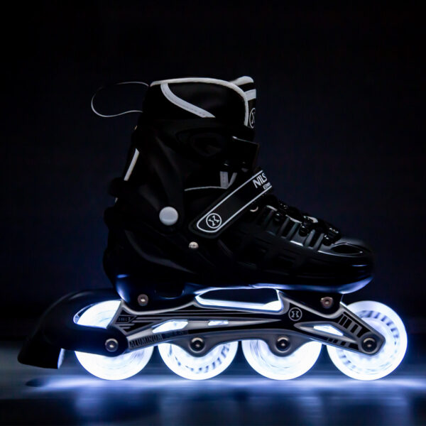 Nh10905 4w1 czarne led rozm. s(31-34) ŁyŻworolki z wym. pŁozĄ hokejowĄ nils extreme