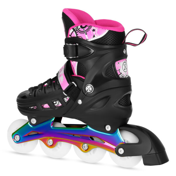 Nh10905 4w1 ŁyŻworolki led rÓŻowe z wym. pŁozĄ hokejowĄ rainbow rozm. l(39-42) nils extreme