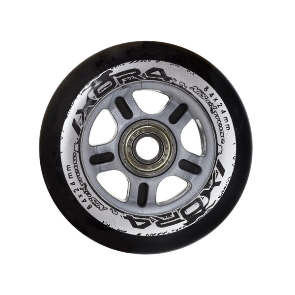 Pu 84x24 82a czarne (4 szt.) + abec-9 chrome (8 szt.) zestaw nils extreme Pu 84x24 82a czarne (4 szt.) + abec-9 chrome (8 szt.) zestaw nils extreme