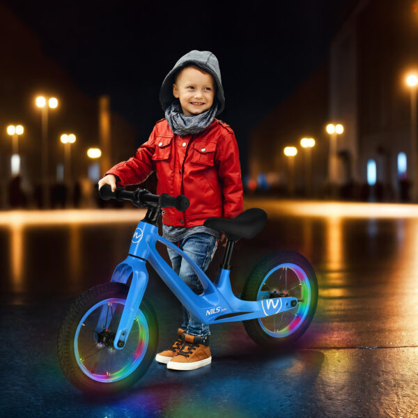 Rb901 led rowerek biegowy koŁa pompowane 12'' niebieski nils fun