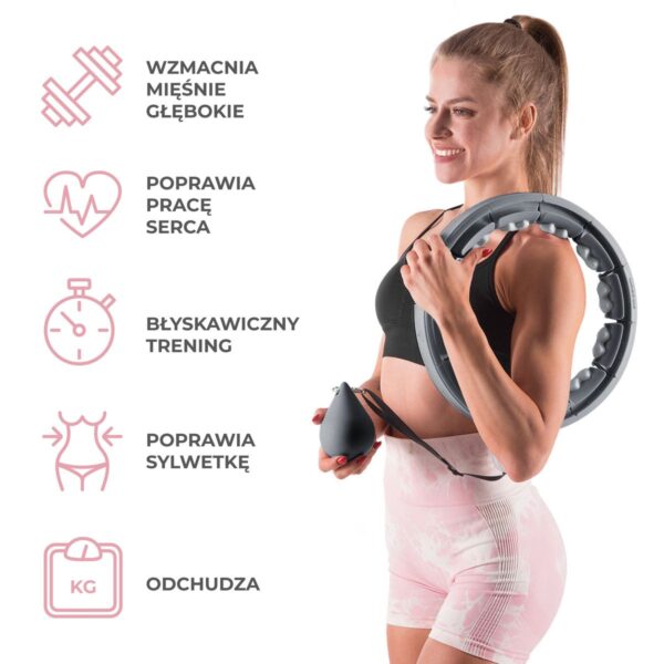 Hhw06 hula hop black z wypustkami i obciĄŻnikiem + licznik hms