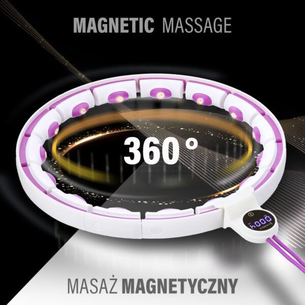 Hhm17 hula hop white/violet z magnesami i obciĄŻnikiem + licznik hms