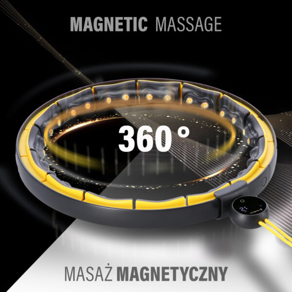 Hhm21 hula hop black/yellow z magnesami, wypustkami tpe i obciĄŻnikiem + licznik hms