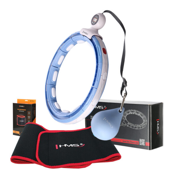 Zestaw hula hop magnetyczny blue hhm15 z licznikiem hms + pas wyszczuplajĄcy br163 red