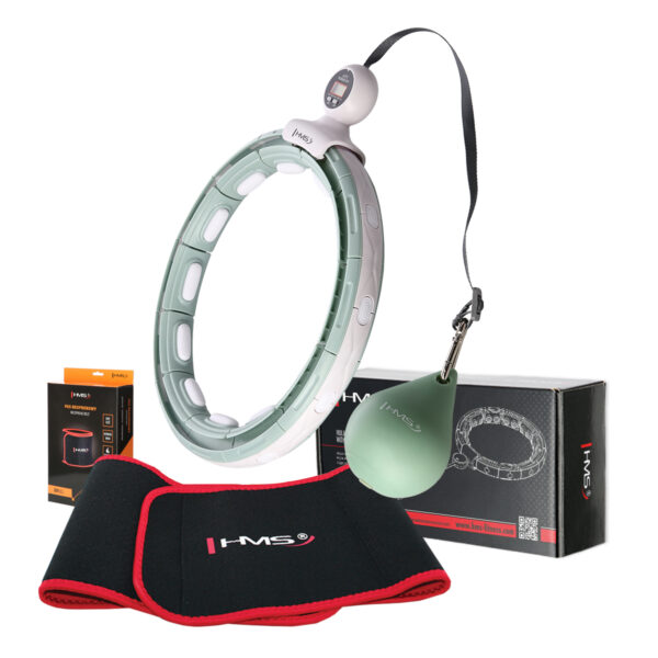 Zestaw hula hop magnetyczny green hhm15 z licznikiem hms + pas wyszczuplajĄcy br163 red