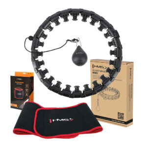 Zestaw hula hop hhw01 black z wypustkami i obciĄŻnikiem hms + pas br163 red