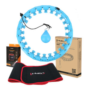 Zestaw hula hop hhw01 blue z wypustkami i obciĄŻnikiem hms + pas br163 red