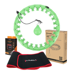 Zestaw hula hop hhw01 green z wypustkami i obciĄŻnikiem hms + pas br163 red