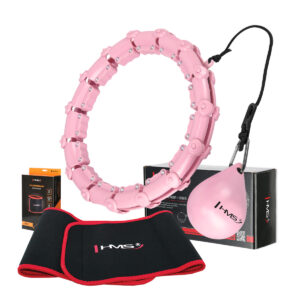 Zestaw hula hop hhw02 light pink z wypustkami i obciĄŻnikiem hms + pas br163 red