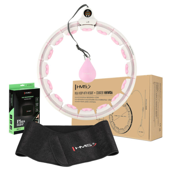 Zestaw hula hop hhw06 pink z piŁkĄ grawitacyjnĄ i licznikiem hms + pas br163 black
