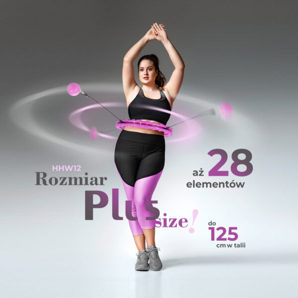 Zestaw hula hop hhw12 violet z wypustkami i obciĄŻnikiem hms + pas br163 black plus size