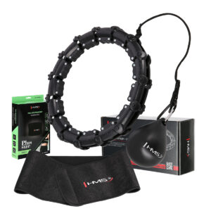 Zestaw hula hop hhw11 black z wypustkami i obciĄŻnikiem + pas br163 black plus size hms