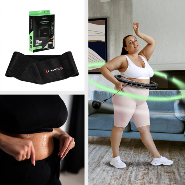 Zestaw hula hop hhw11 black z wypustkami i obciĄŻnikiem + pas br163 black plus size hms