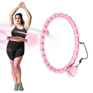 Zestaw hula hop hhw11 light pink z wypustkami i obciĄŻnikiem + pas br163 black plus size hms