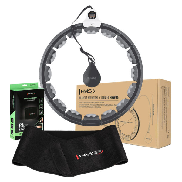 Zestaw hula hop hhw06 black z piŁkĄ grawitacyjnĄ i licznikiem hms + pas br163 black plus size Zestaw hula hop hhw06 black z piŁkĄ grawitacyjnĄ i licznikiem hms + pas br163 black plus size