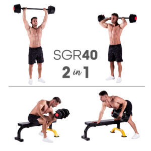 Sgr40 pro set 2w1 zestaw regulowanych sztangielek 43,5 kg hms