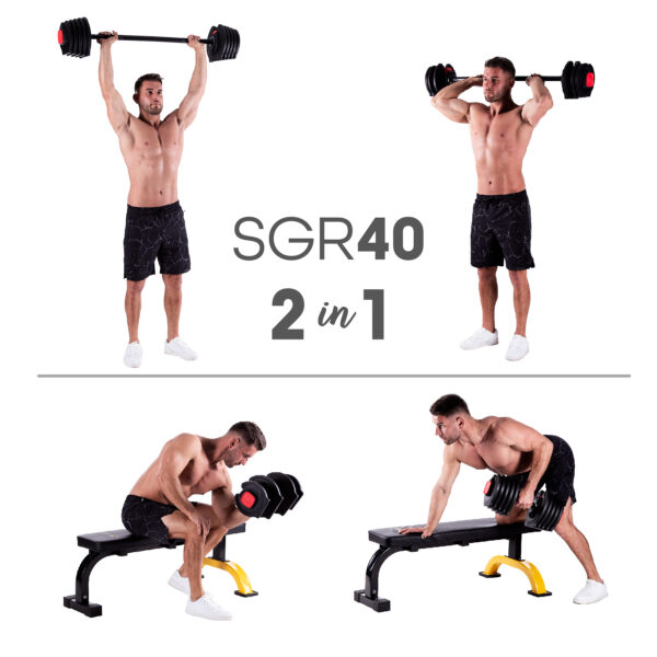 Sgr40 pro set 2w1 zestaw regulowanych sztangielek 43,5 kg hms